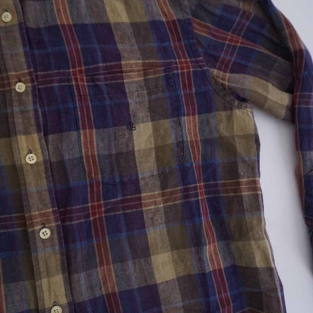 Lauren Ralph Lauren Purple Maroon Plaid Linen Blend Button Up Shirt M - Picture 7 of 12